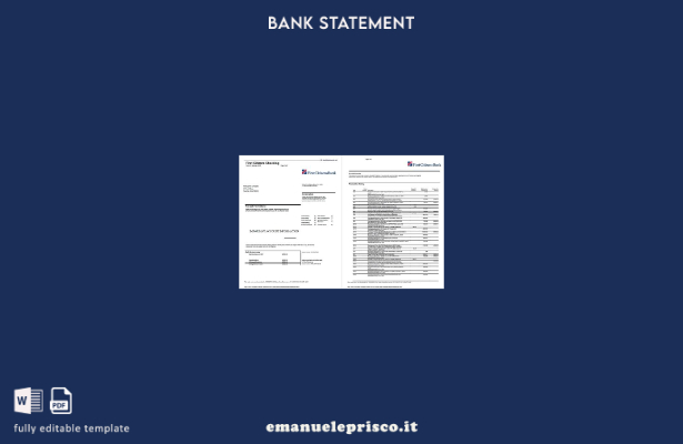 modello di pagine di parole di estratto conto bancario USA First Citizens in sti